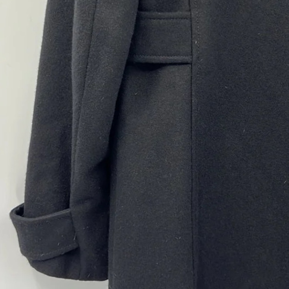 NAUTICA Black WITH GRAY FUR WOOL PARKA TOGGLE TUSK BUTTON PENNY LANE COAT M - Picture 7 of 10